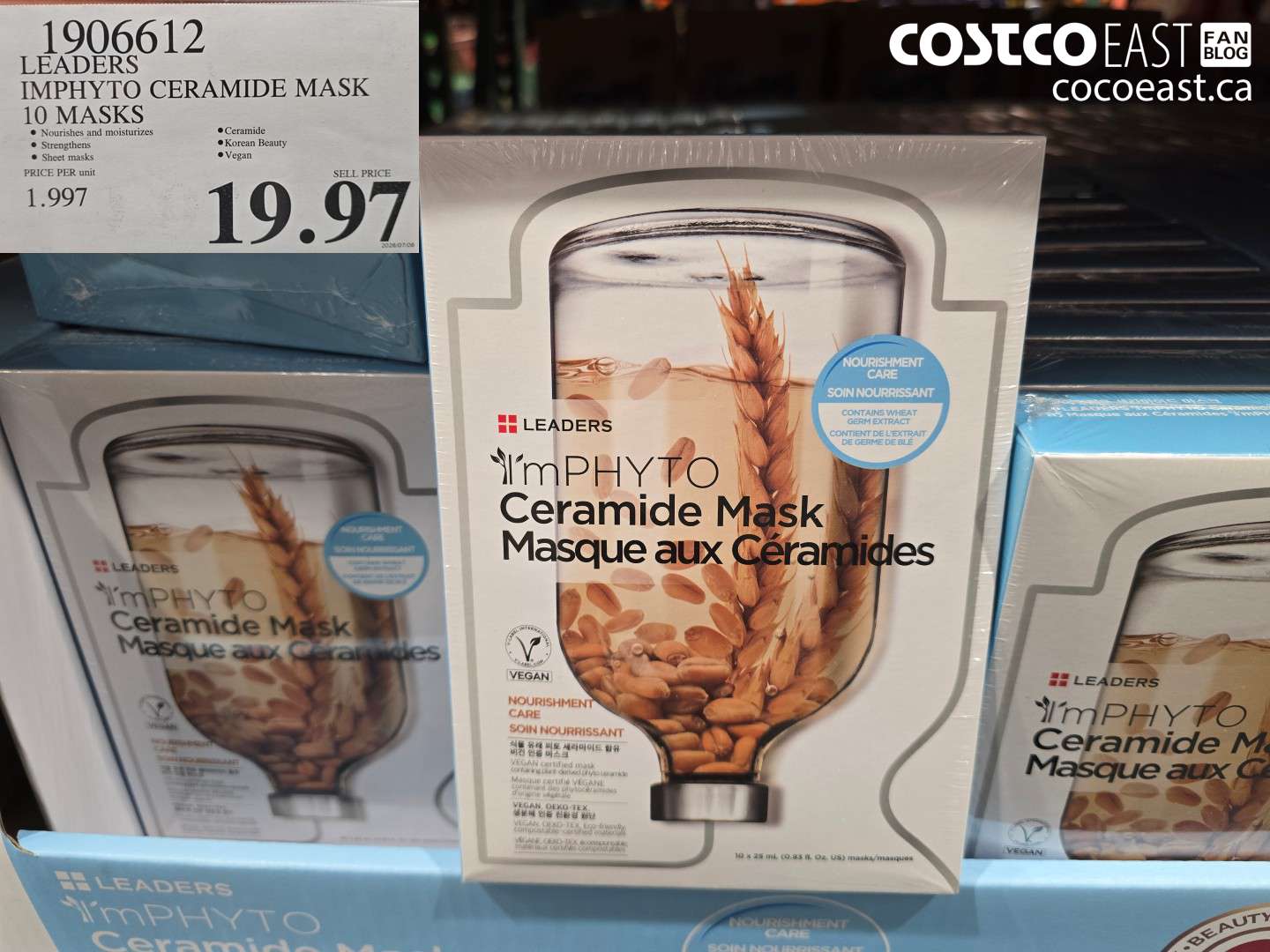 1906612 LEADERS IMPHYTO CERAMIDE MASK 10 MASKS $19.97