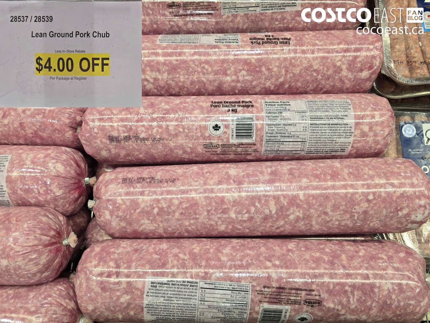 28537 LEAN GROUND PORK CHUB ($4.00 INSTANT SAVINGS)