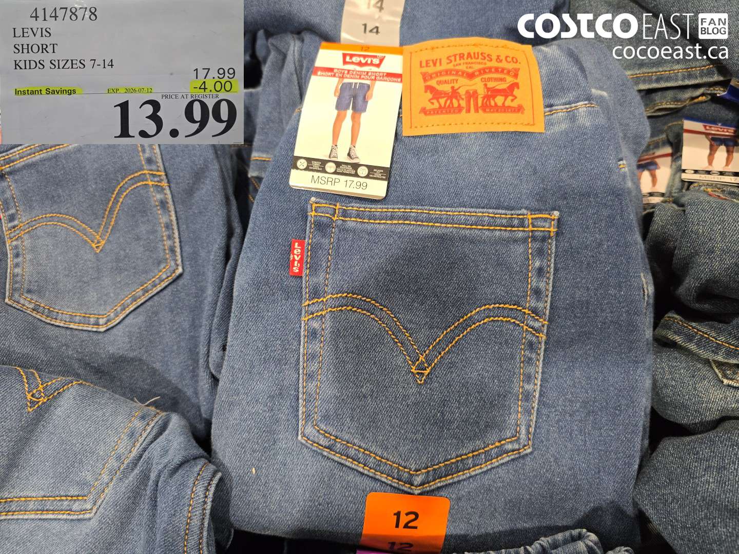 4147878 LEVIS SHORT KIDS SIZES 7-14 ($4.00 INSTANT SAVINGS EXPIRES ON 2026-07-12) $13.99