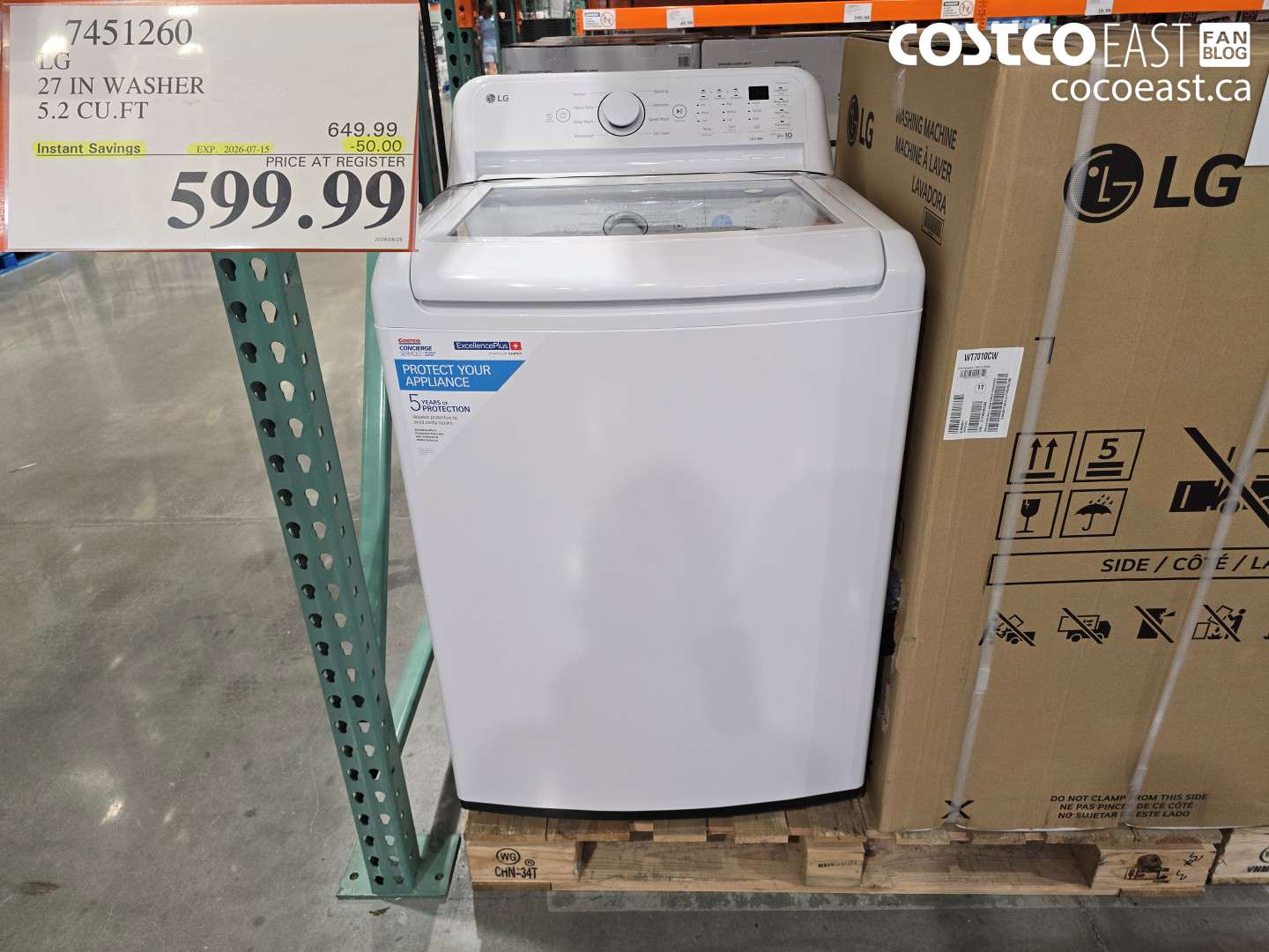 7451260 LG 27 IN WASHER 5.2 CU.FT ($50.00 INSTANT SAVINGS EXPIRES ON 2026-07-15) $599.99
