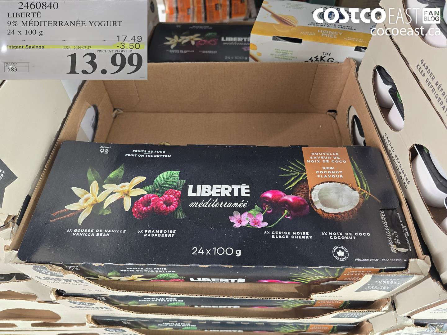 2460840 LIBERTÉ 9% MÉDITERRANÉE YOGURT 24 X 100 G ($3.50 INSTANT SAVINGS EXPIRES ON 2026-07-27) $13.99
