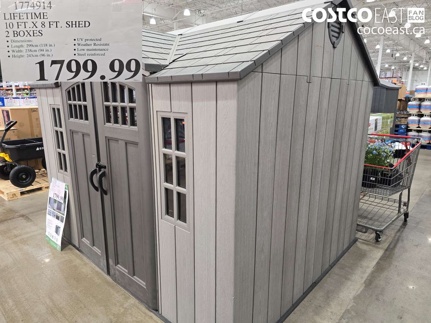1774914 LIFETIME 10 FT. X 8 FT. SHED 2 BOXES $1799.99