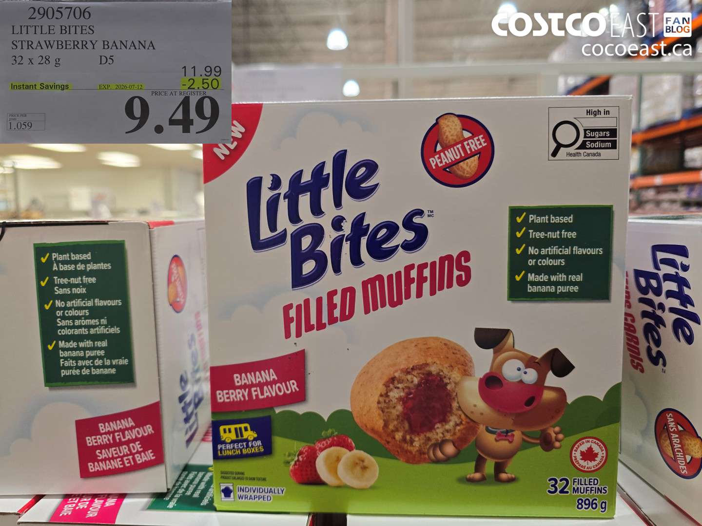 2905706 LITTLE BITES STRAWBERRY BANANA 32 X 28 G ($2.50 INSTANT SAVINGS EXPIRES ON 2026-07-12) $9.49