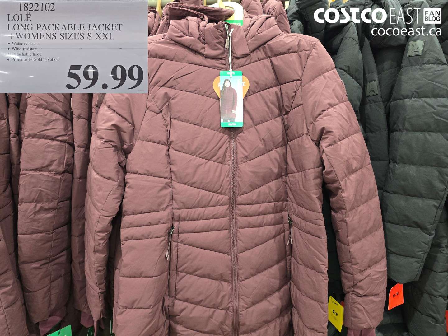 1822102 LOLË LONG PACKABLE JACKET WOMENS SIZES S-XXL $59.99