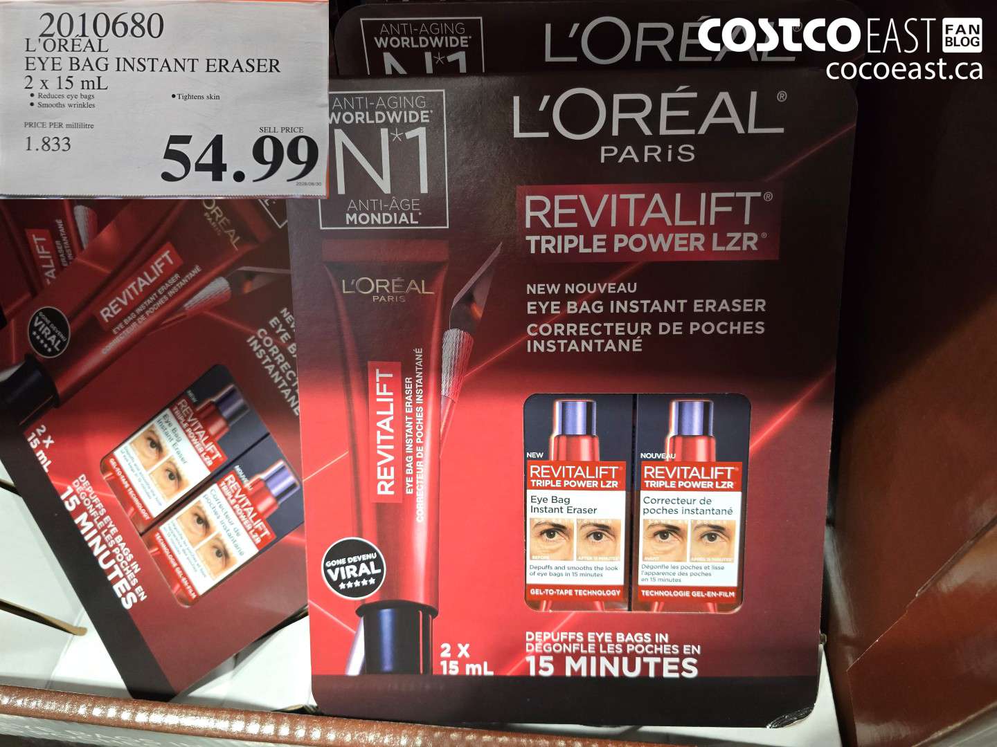 2010680 L'ORÉAL EYE BAG INSTANT ERASER 2 X 15 ML $54.99