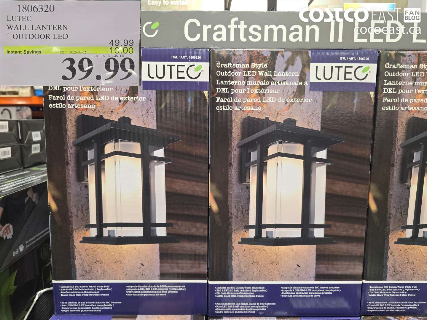 1806320 LUTEC WALL LANTERN ($10.00 INSTANT SAVINGS EXPIRES ON 2026-08-02) $39.99