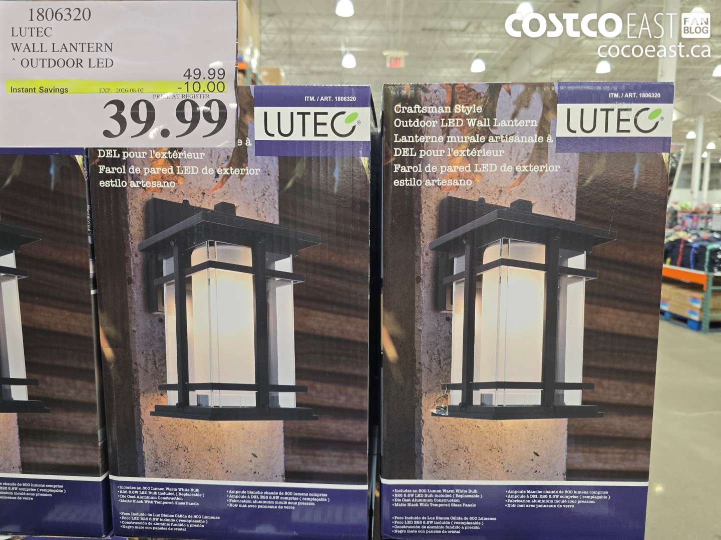 1806320 LUTEC WALL LANTERN OUTDOOR LED ($10.00 INSTANT SAVINGS EXPIRES ON 2026-08-02) $39.99