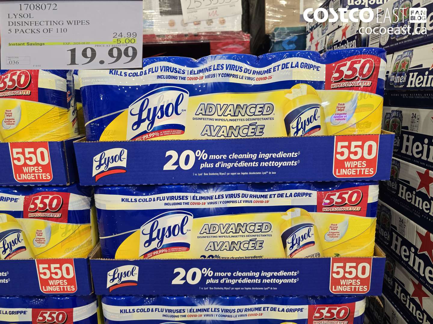 1708072 LYSOL DISINFECTING WIPES 5 PACKS OF 110 ($5.00 INSTANT SAVINGS EXPIRES ON 2026-08-02) $19.99