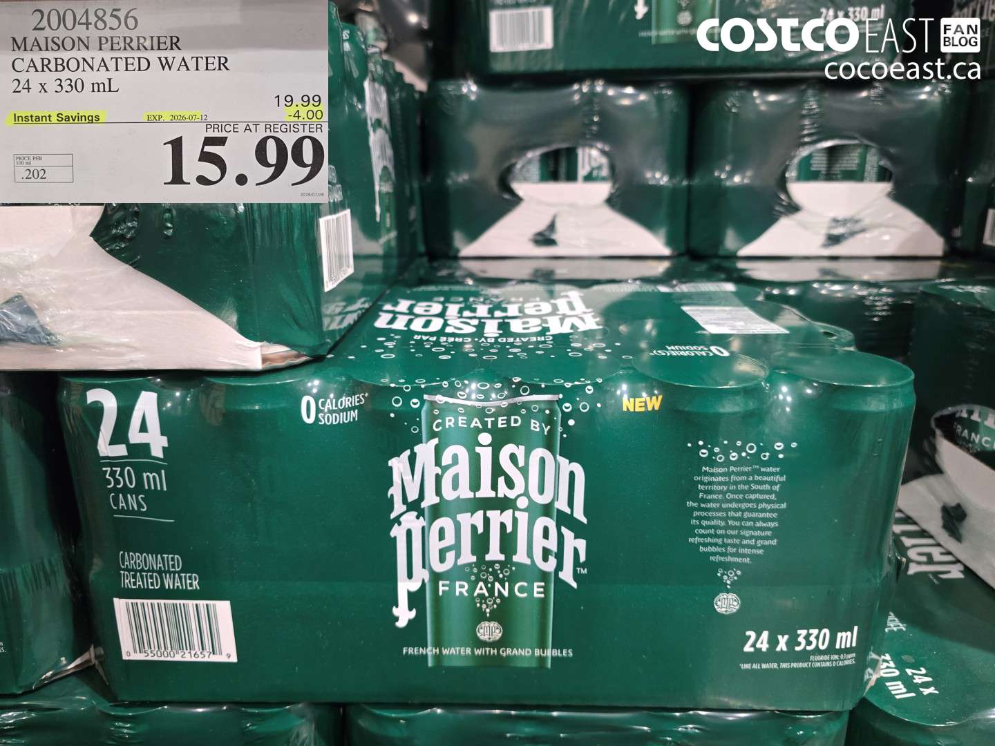 2004856 MAISON PERRIER CARBONATED WATER 24 X 330 ML ($4.00 INSTANT SAVINGS EXPIRES ON 2026-07-12) $15.99
