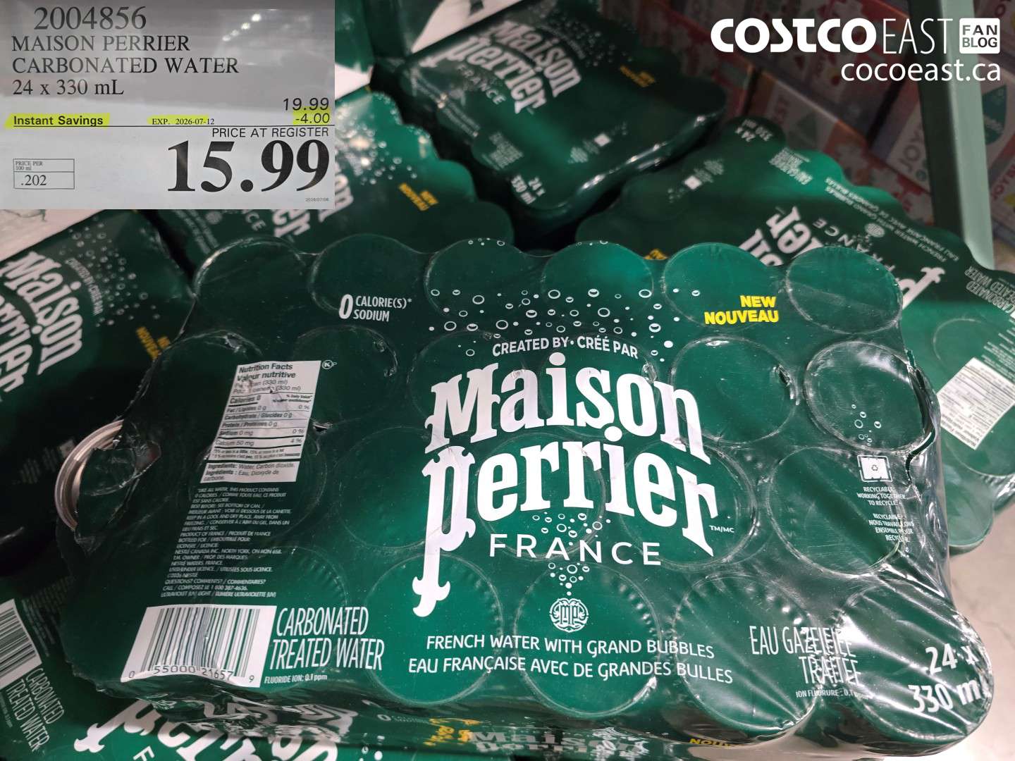 2004856 MAISON PERRIER CARBONATED WATER 24 X 330 ML ($4.00 INSTANT SAVINGS EXPIRES ON 2026-07-12) $15.99