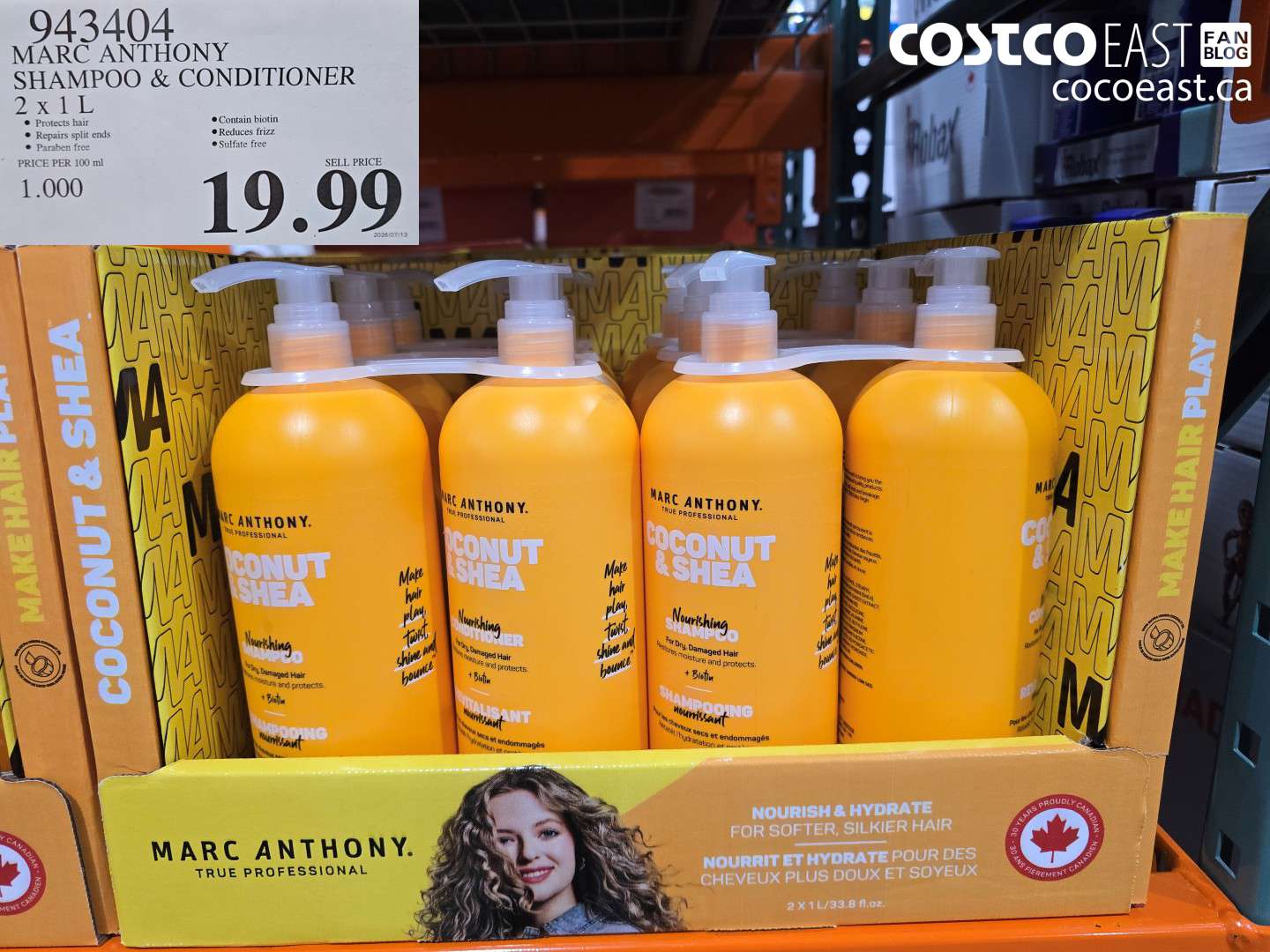 943404 MARC ANTHONY SHAMPOO & CONDITIONER 2 X 1 L $19.99