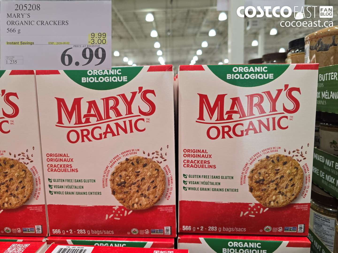 205208 MARY'S ORGANIC CRACKERS 566 G ($3.00 INSTANT SAVINGS EXPIRES ON 2026-08-02) $6.99