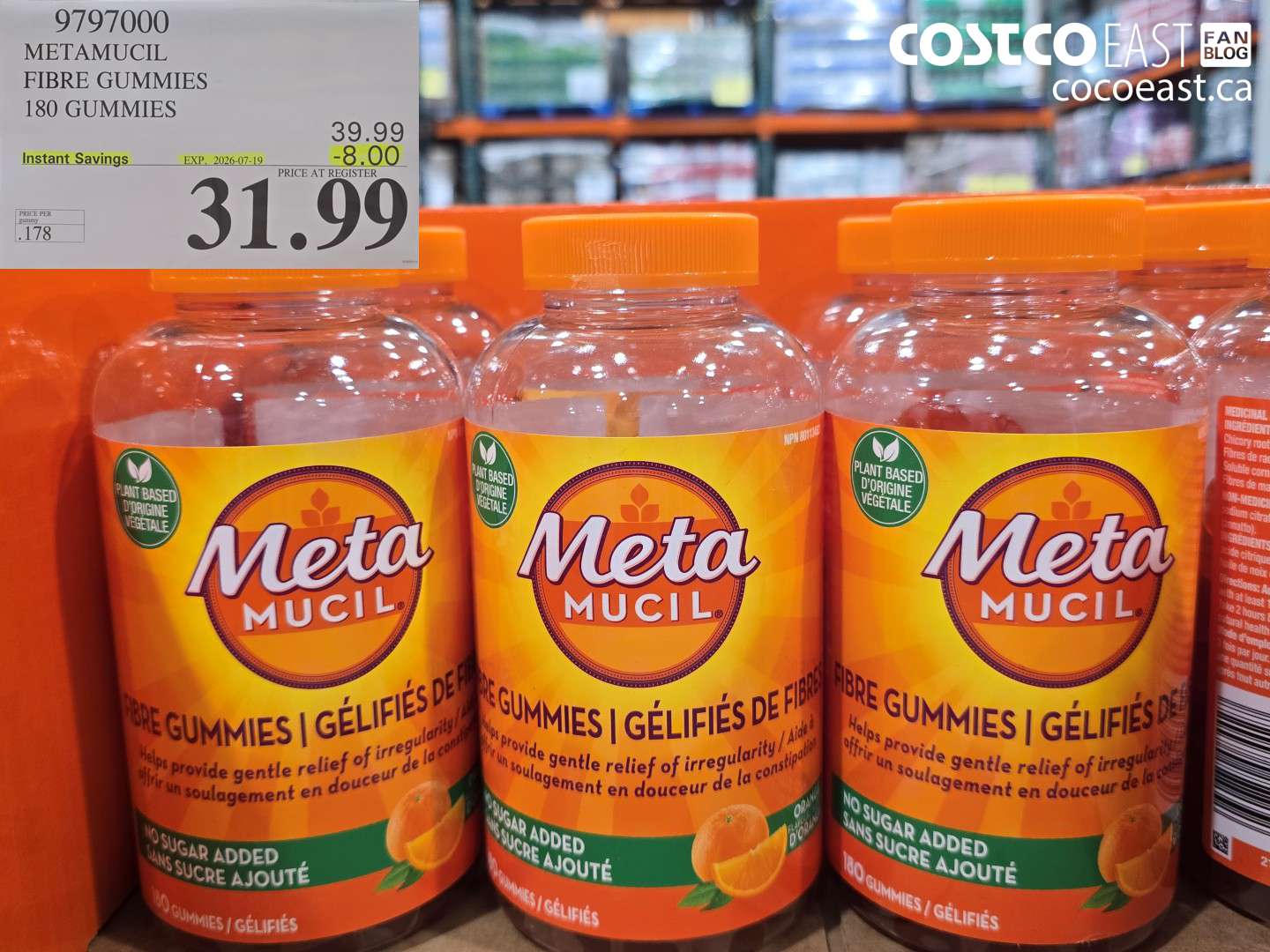 9797000 METAMUCIL FIBRE GUMMIES 180 GUMMIES ($8.00 INSTANT SAVINGS EXPIRES ON 2026-07-19) $31.99