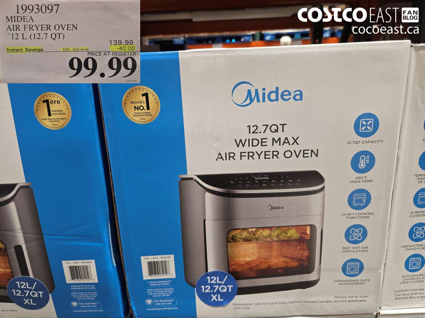 1993097 MIDEA AIR FRYER OVEN 12 L (12.7 QT) ($40.00 INSTANT SAVINGS EXPIRES ON 2026-08-09) $99.99