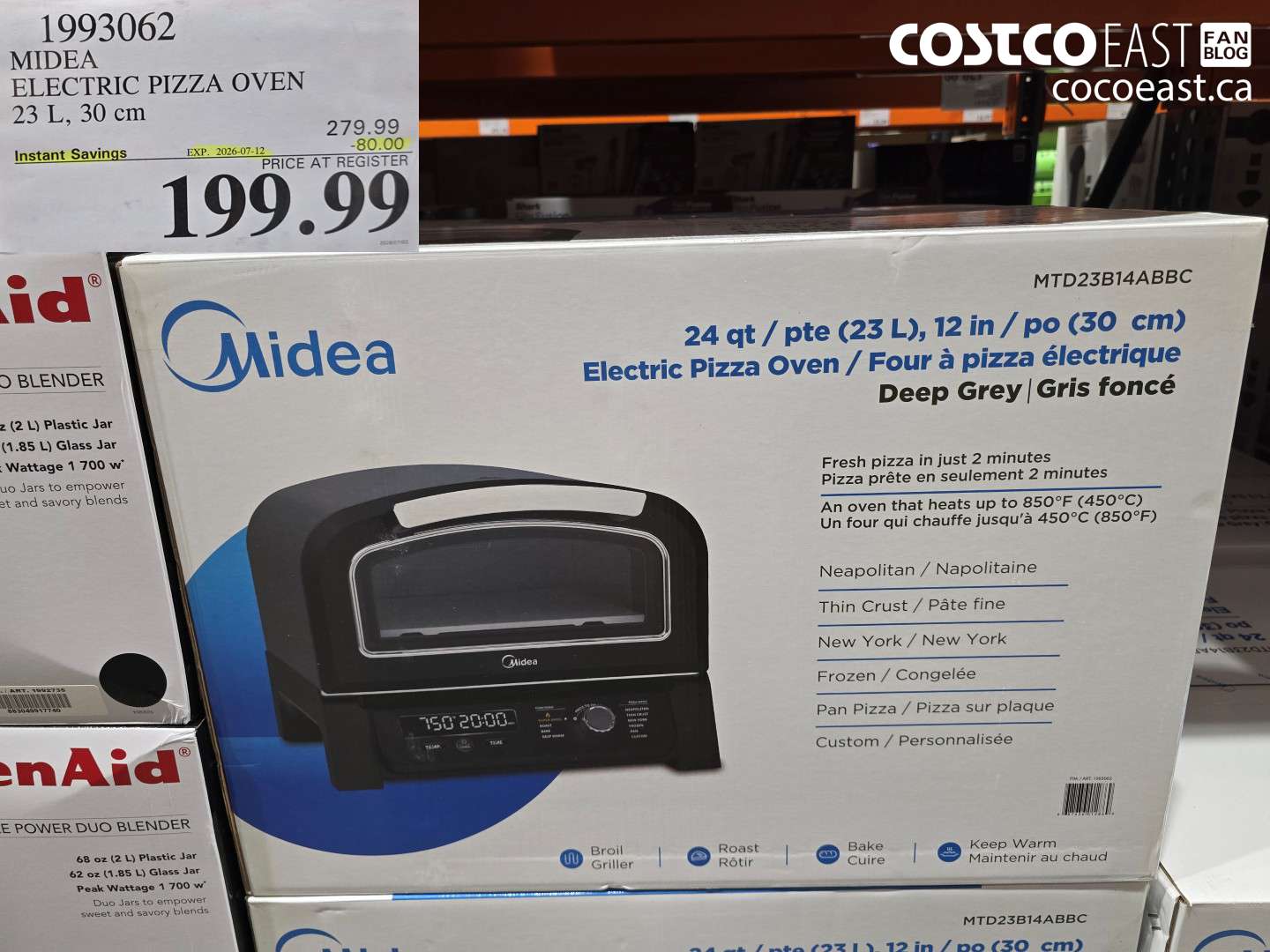 1993062 MIDEA ELECTRIC PIZZA OVEN 23 L, 30 CM ($80.00 INSTANT SAVINGS EXPIRES ON 2026-07-12) $199.99