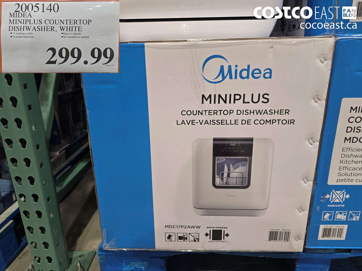 2005140 MIDEA MINIPLUS COUNTERTOP DISHWASHER, WHITE $299.99