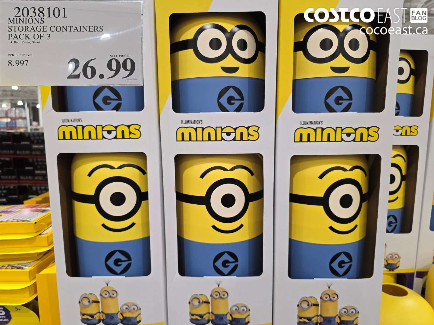 2038101 MINIONS STORAGE CONTAINERS PACK OF 3 $26.99