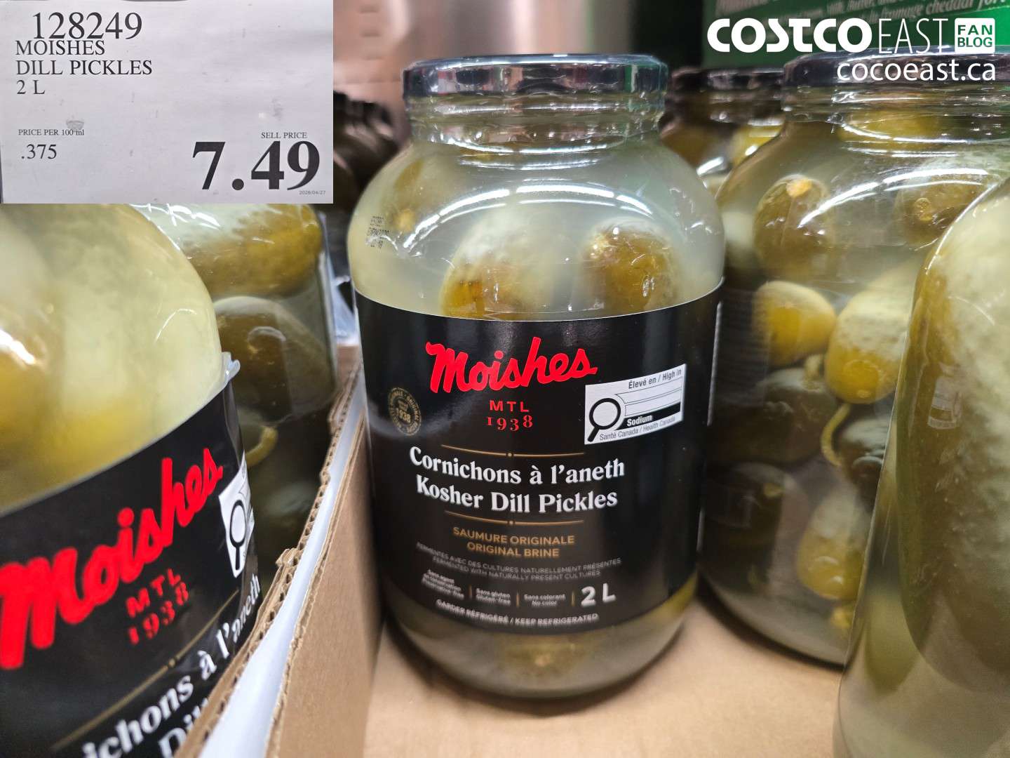 128249 MOISHES DILL PICKLES 2 L $7.49