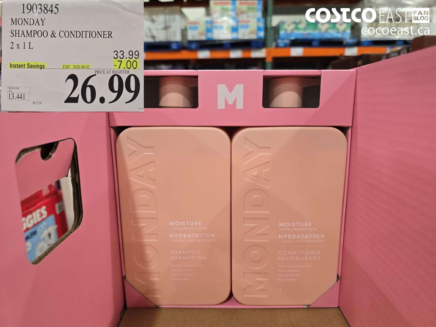 1903845 MONDAY SHAMPOO & CONDITIONER 2 X 1 L ($7.00 INSTANT SAVINGS EXPIRES ON 2026-08-02) $26.99