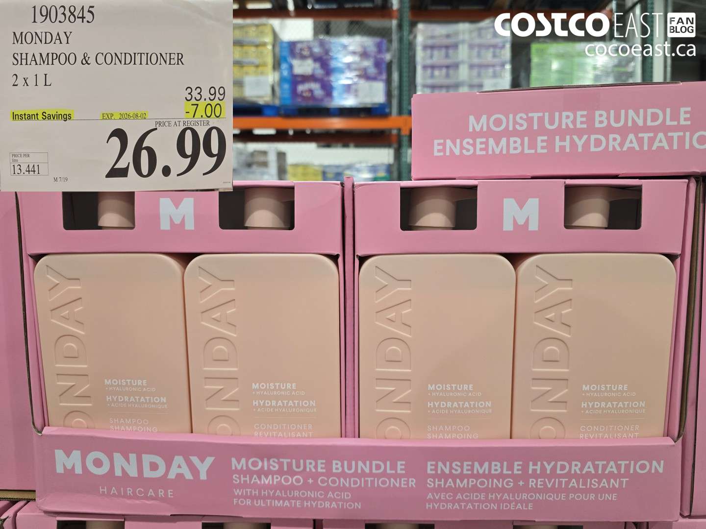 1903845 MONDAY SHAMPOO & CONDITIONER 2 X 1 L ($7.00 INSTANT SAVINGS EXPIRES ON 2026-08-02) $26.99
