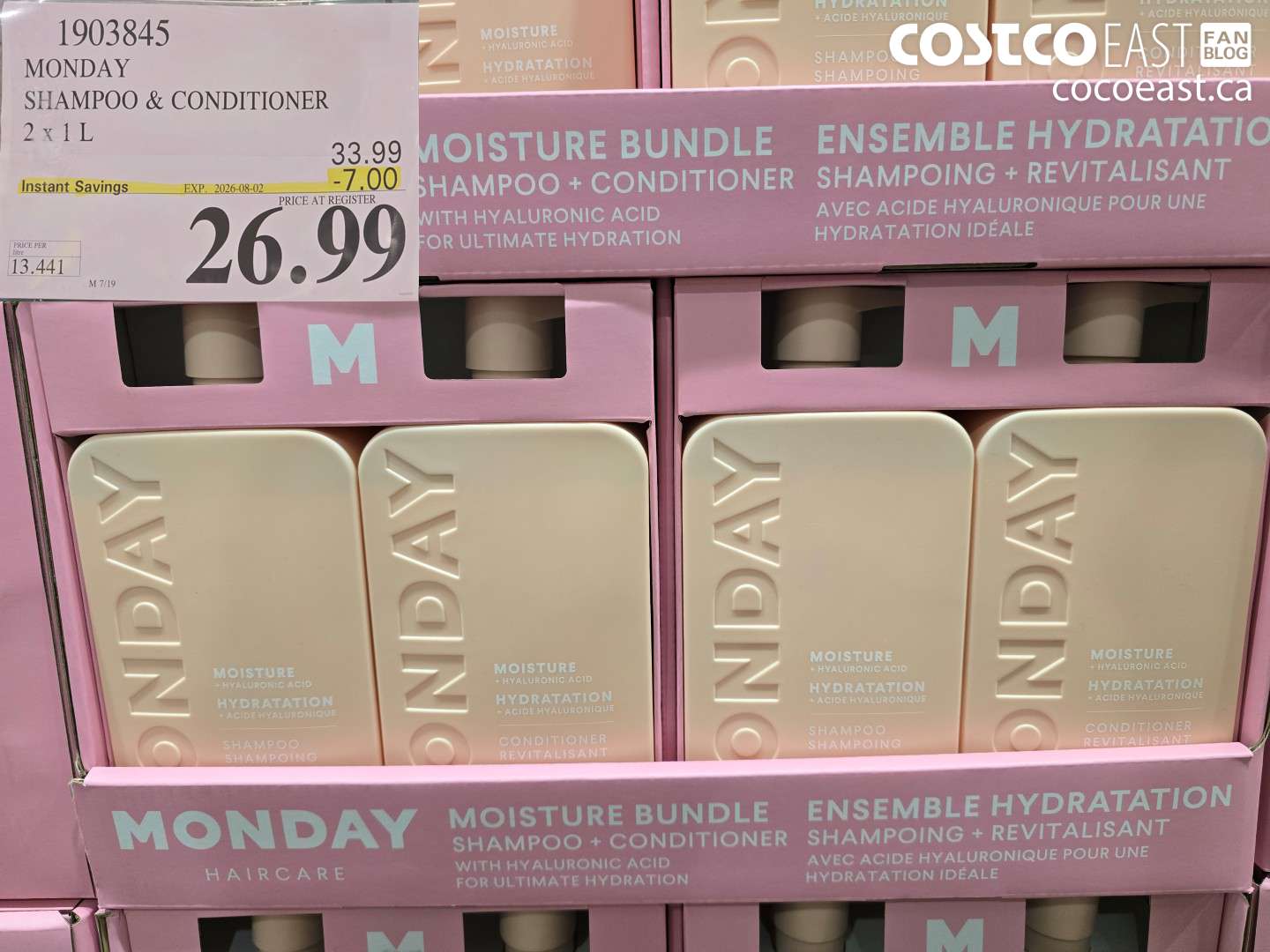 1903845 MONDAY SHAMPOO & CONDITIONER 2 X 1 L ($7.00 INSTANT SAVINGS EXPIRES ON 2026-08-02) $26.99