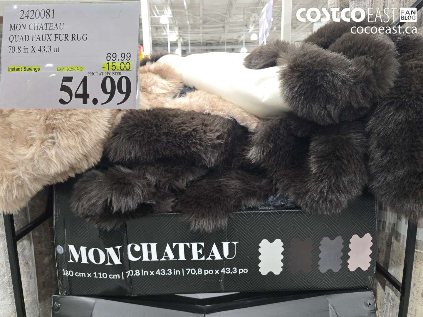 2420081 MON CHATEAU QUAD FAUX FUR RUG 70.8 IN X 43.3 IN ($15.00 INSTANT SAVINGS EXPIRES ON 2026-07-12) $54.99