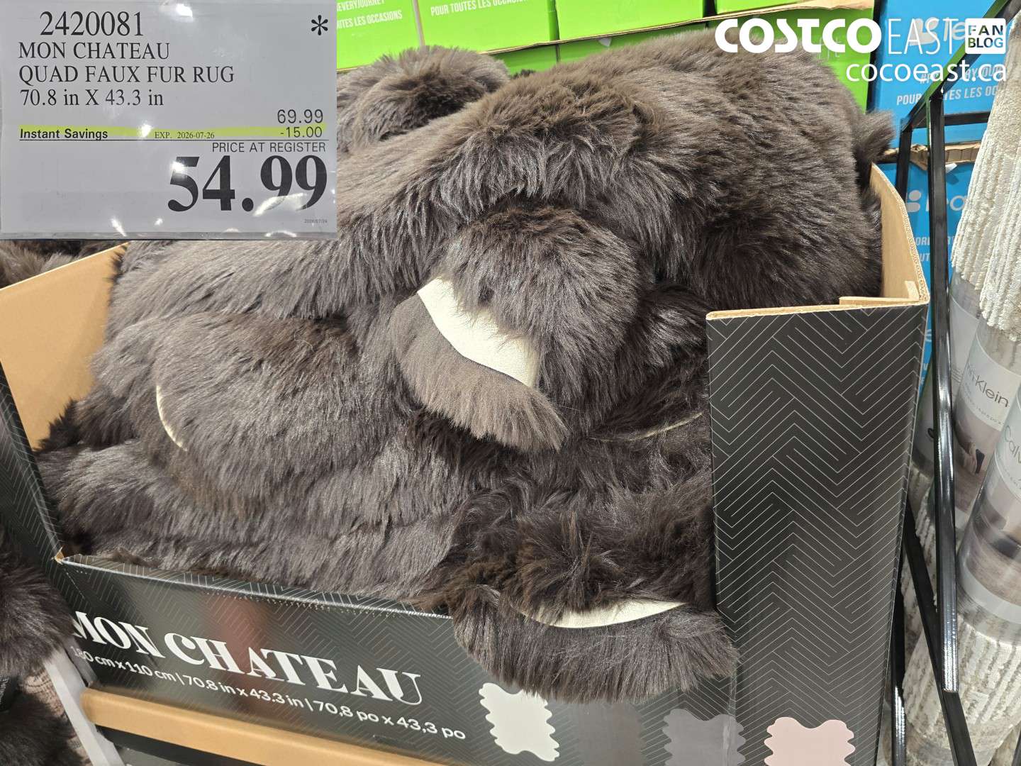 2420081 MON CHATEAU QUAD FAUX FUR RUG 70.8 IN X 43.3 IN ($15.00 INSTANT SAVINGS EXPIRES ON 2026-07-26) $54.99