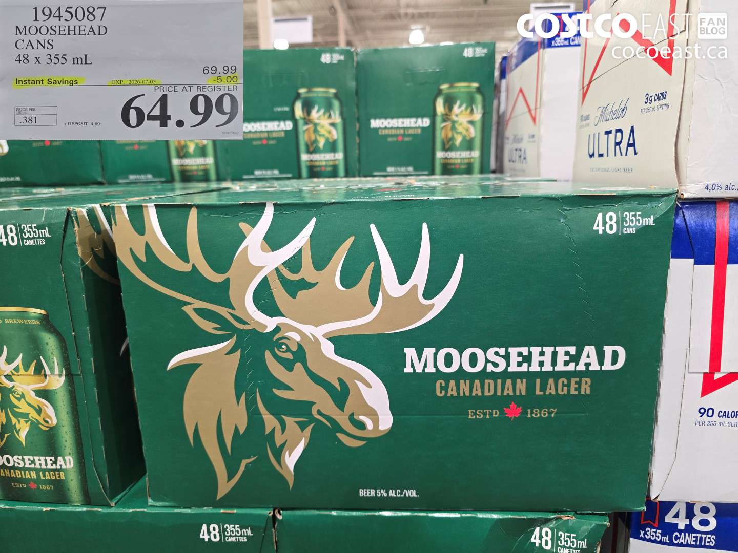 1945087 MOOSEHEAD CANS 48 X 355 ML ($5.00 INSTANT SAVINGS EXPIRES ON 2026-07-05) $64.99