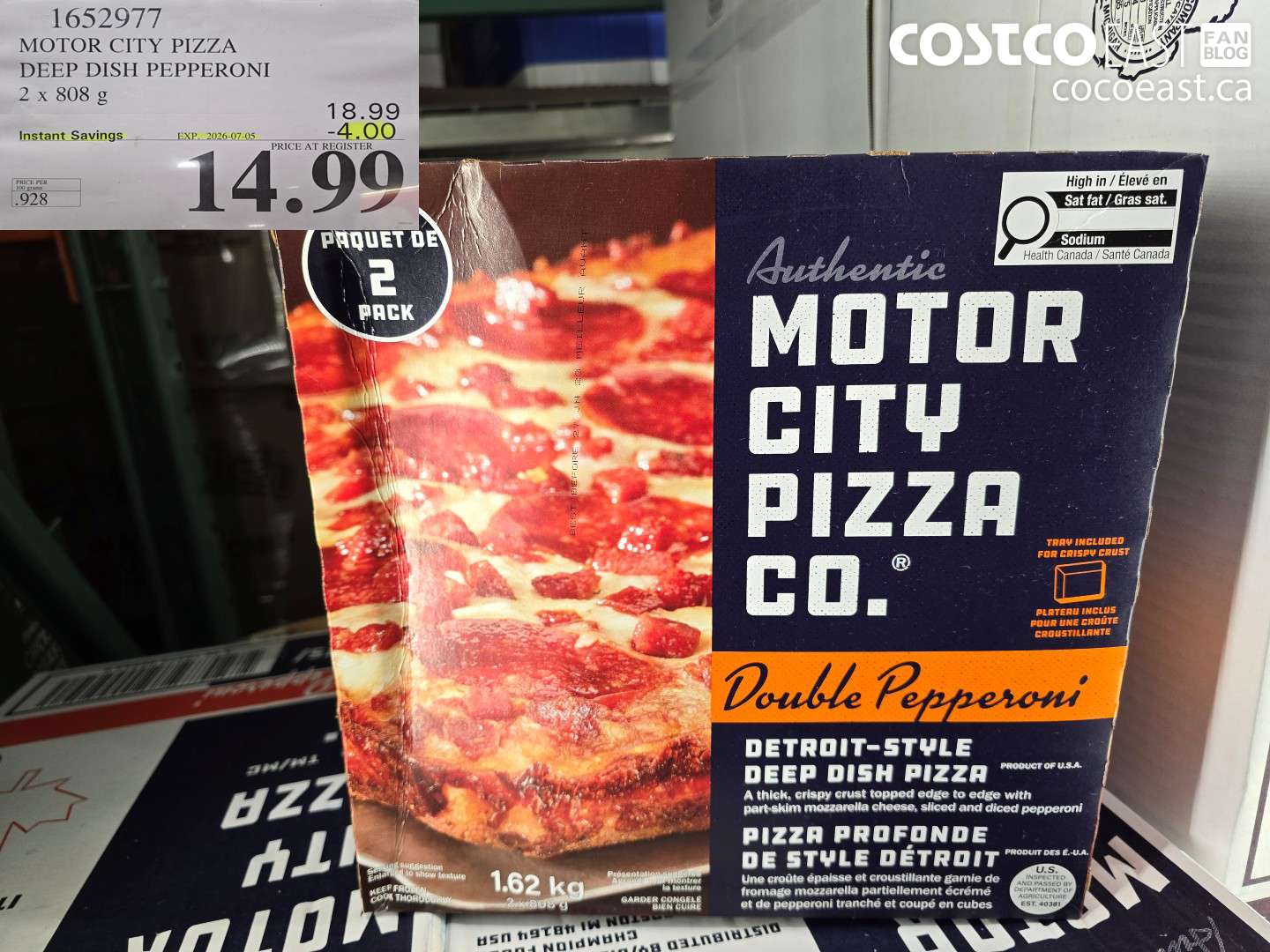 1652977 MOTOR CITY PIZZA DEEP DISH PEPPERONI 2 X 808 G ($4.00 INSTANT SAVINGS EXPIRES ON 2026-07-05) $14.99