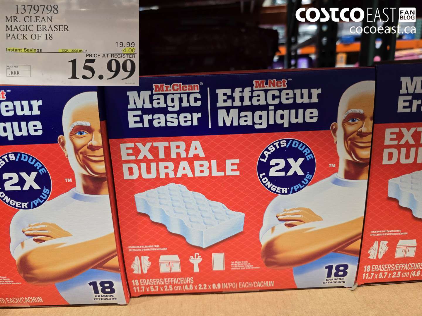 1379798 MR. CLEAN MAGIC ERASER PACK OF 18 ($4.00 INSTANT SAVINGS EXPIRES ON 2026-08-02) $15.99