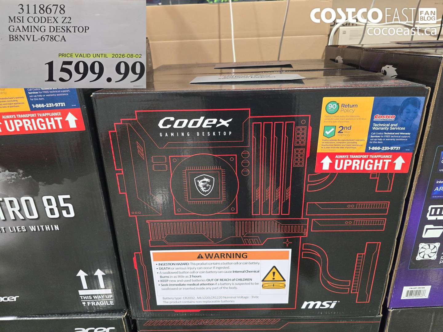 3118678 MSI CODEX Z2 GAMING DESKTOP B8NVL-678CA $1599.99