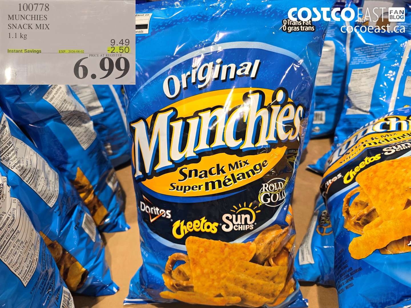 100778 MUNCHIES SNACK MIX 1.1 KG ($2.50 INSTANT SAVINGS EXPIRES ON 2026-08-02) $6.99