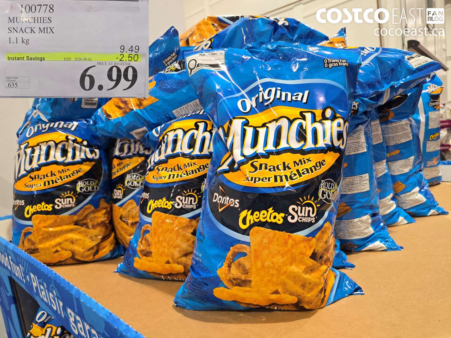 100778 MUNCHIES SNACK MIX 1.1 KG ($2.50 INSTANT SAVINGS EXPIRES ON 2026-08-02) $6.99