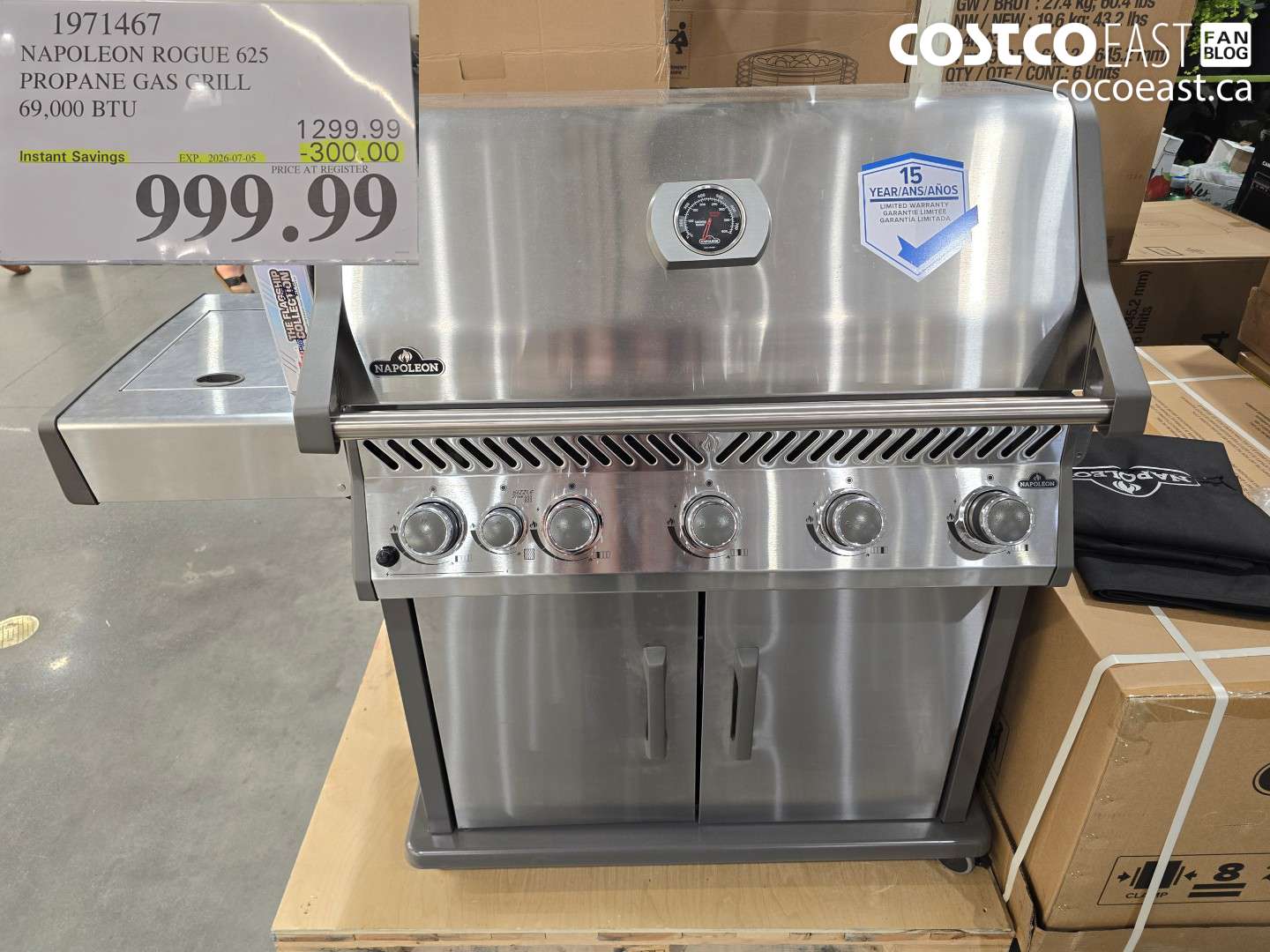 1971467 NAPOLEON ROGUE 625 PROPANE GAS GRILL 69,000 BTU ($300.00 INSTANT SAVINGS EXPIRES ON 2026-07-05) $999.99