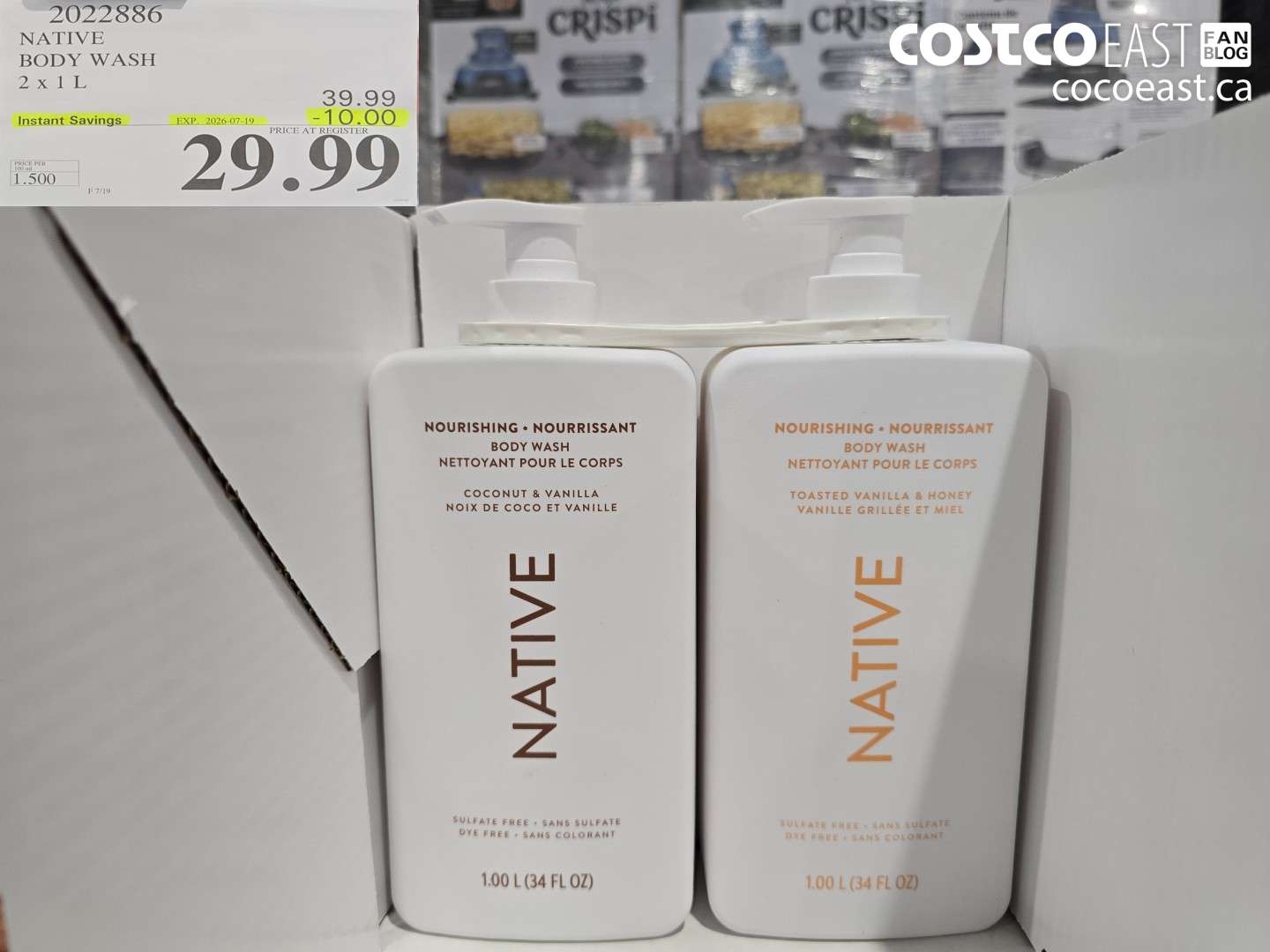 2022886 NATIVE BODY WASH 2 X 1 L ($10.00 INSTANT SAVINGS EXPIRES ON 2026-07-19) $29.99