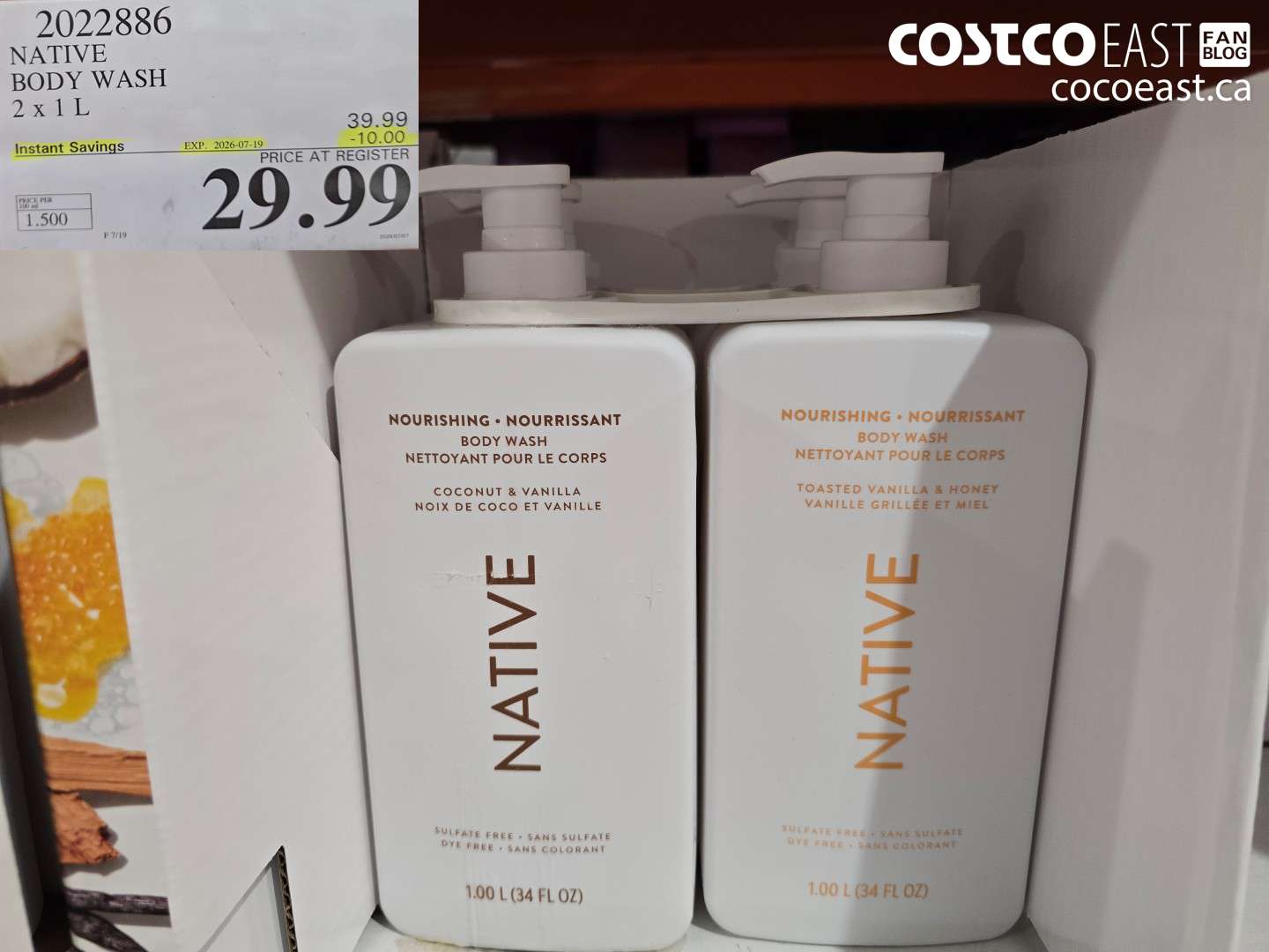 2022886 NATIVE BODY WASH 2 X 1 L ($10.00 INSTANT SAVINGS EXPIRES ON 2026-07-19) $29.99