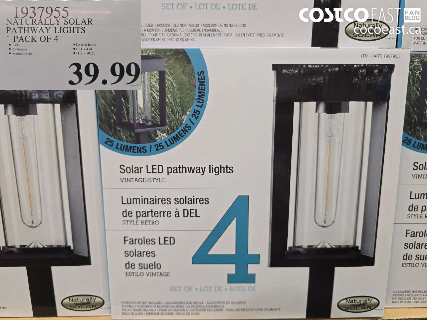 1937955 NATURALLY SOLAR PATHWAY LIGHTS PACK OF 4 $39.99