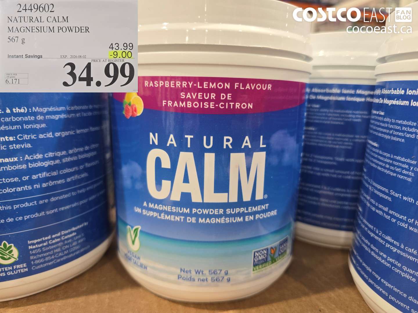 2449602 NATURAL CALM MAGNESIUM POWDER 567 G ($9.00 INSTANT SAVINGS EXPIRES ON 2026-08-02) $34.99