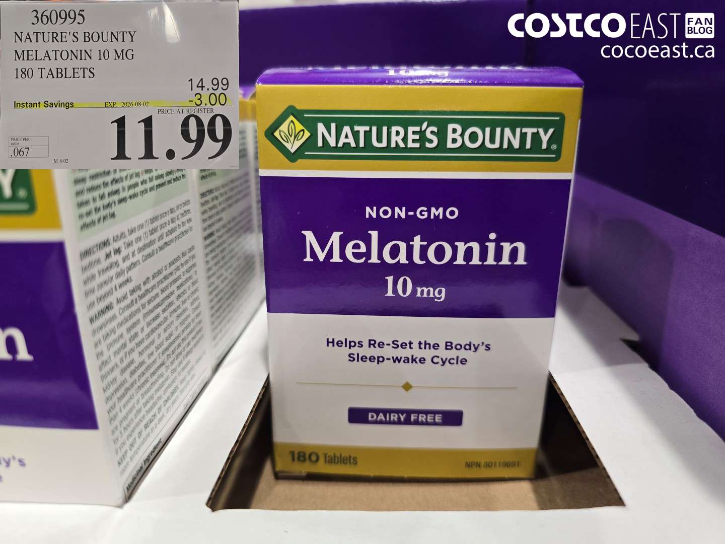 360995 NATURE'S BOUNTY MELATONIN 10 MG 180 TABLETS ($3.00 INSTANT SAVINGS EXPIRES ON 2026-08-02) $11.99