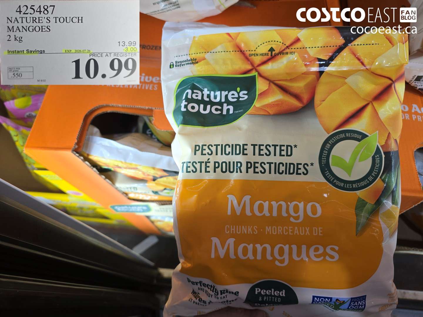 425487 NATURE'S TOUCH MANGOES 2 KG ($3.00 INSTANT SAVINGS EXPIRES ON 2026-07-26) $10.99