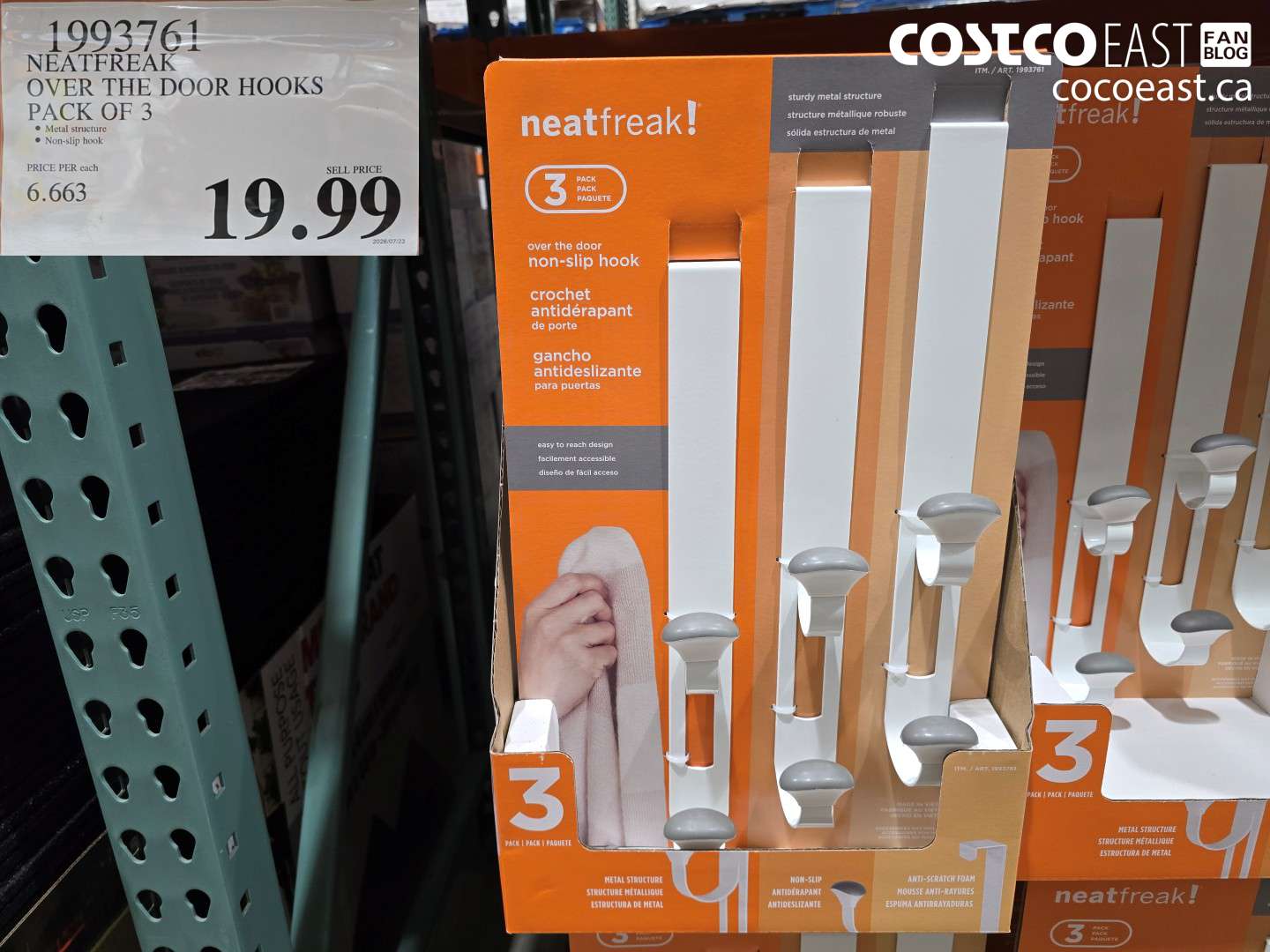 1993761 NEATFREAK OVER THE DOOR HOOKS PACK OF 3 $19.99