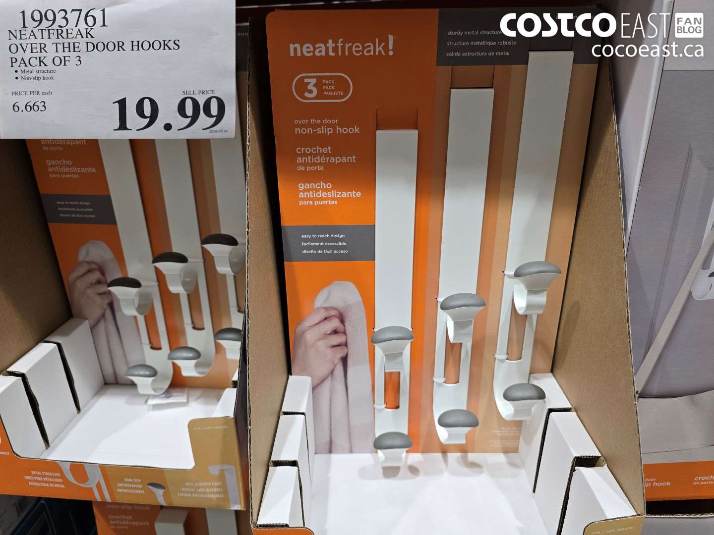 1993761 NEATFREAK OVER THE DOOR HOOKS PACK OF 3 $19.99