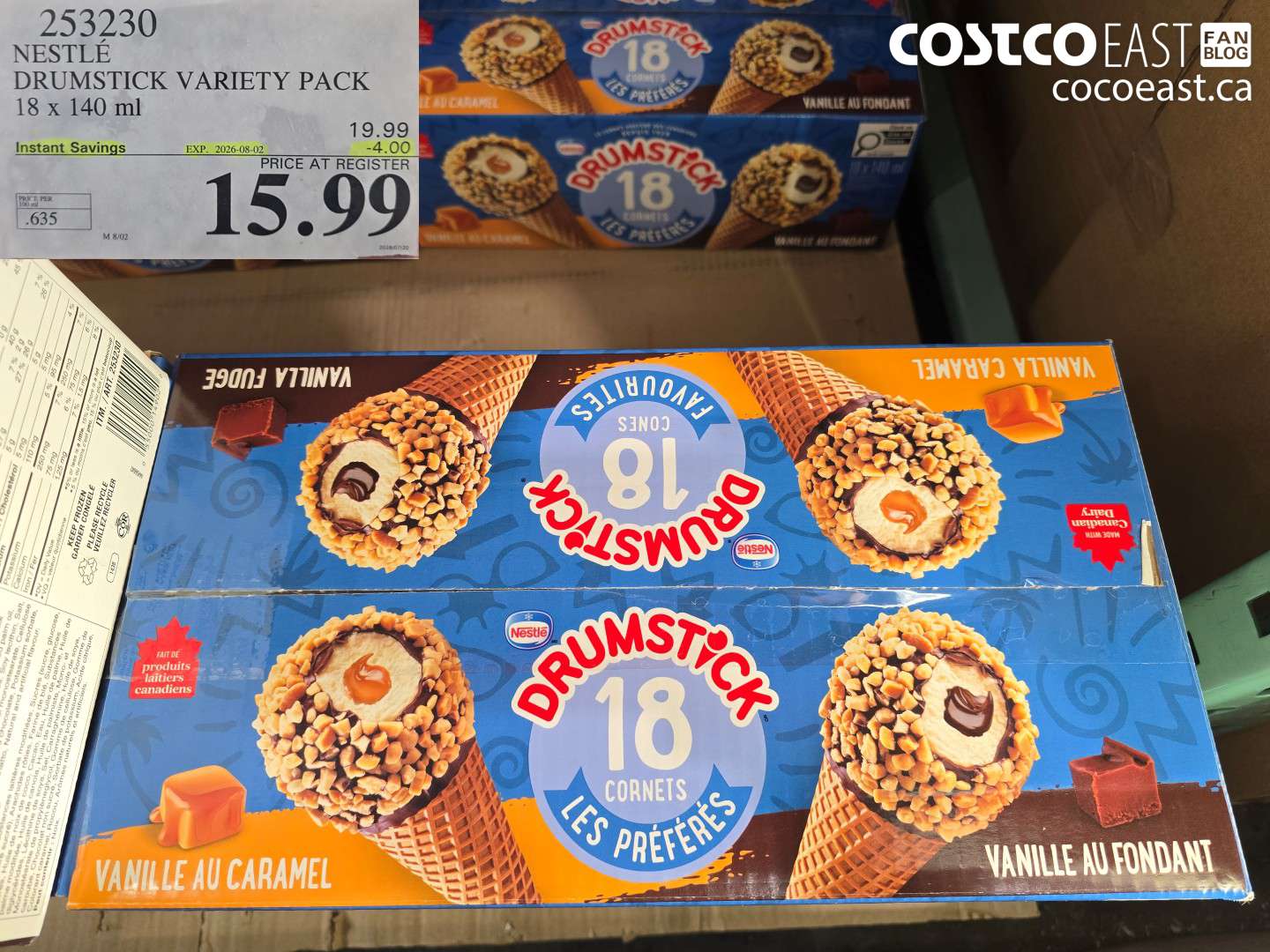 253230 NESTLE DRUMSTICK VARIETY PACK 18 X 140 ML ($4.00 INSTANT SAVINGS EXPIRES ON 2026-08-02) $15.99