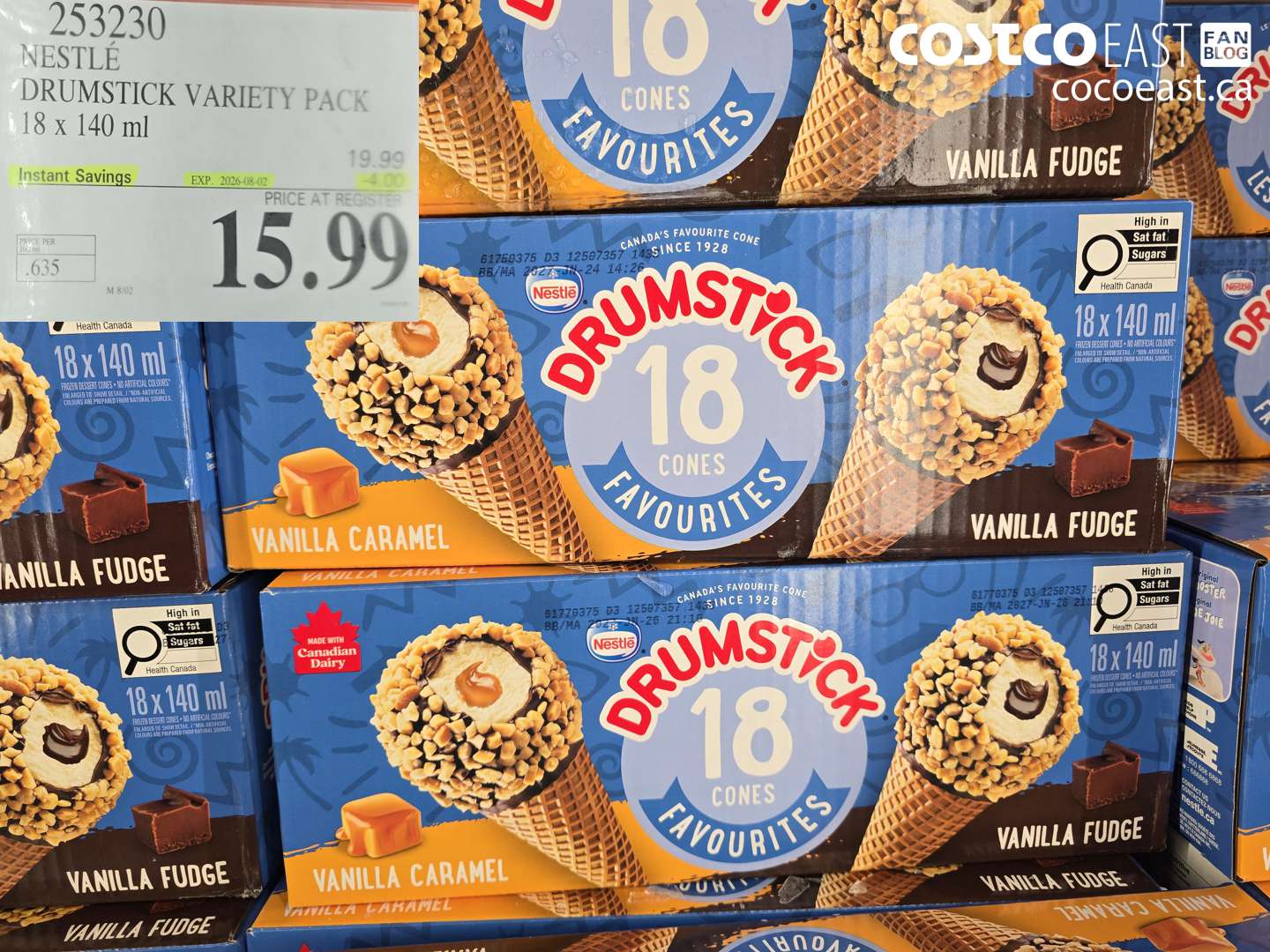 253230 NESTLÉ DRUMSTICK VARIETY PACK 18 X 140 ML ($4.00 INSTANT SAVINGS EXPIRES ON 2026-08-02) $15.99