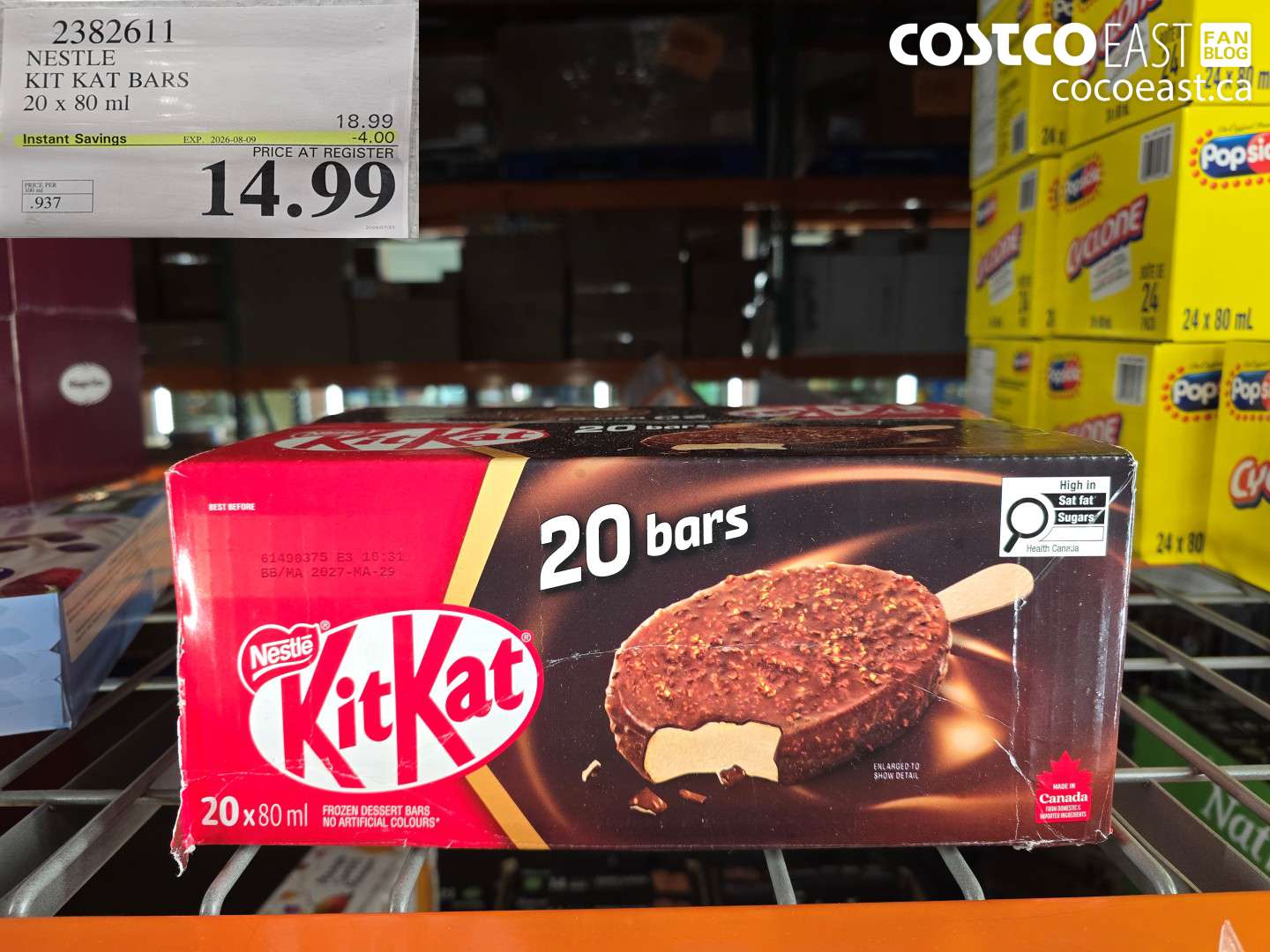 2382611 NESTLE KIT KAT BARS 20 X 80 ML ($4.00 INSTANT SAVINGS EXPIRES ON 2026-08-09) $14.99