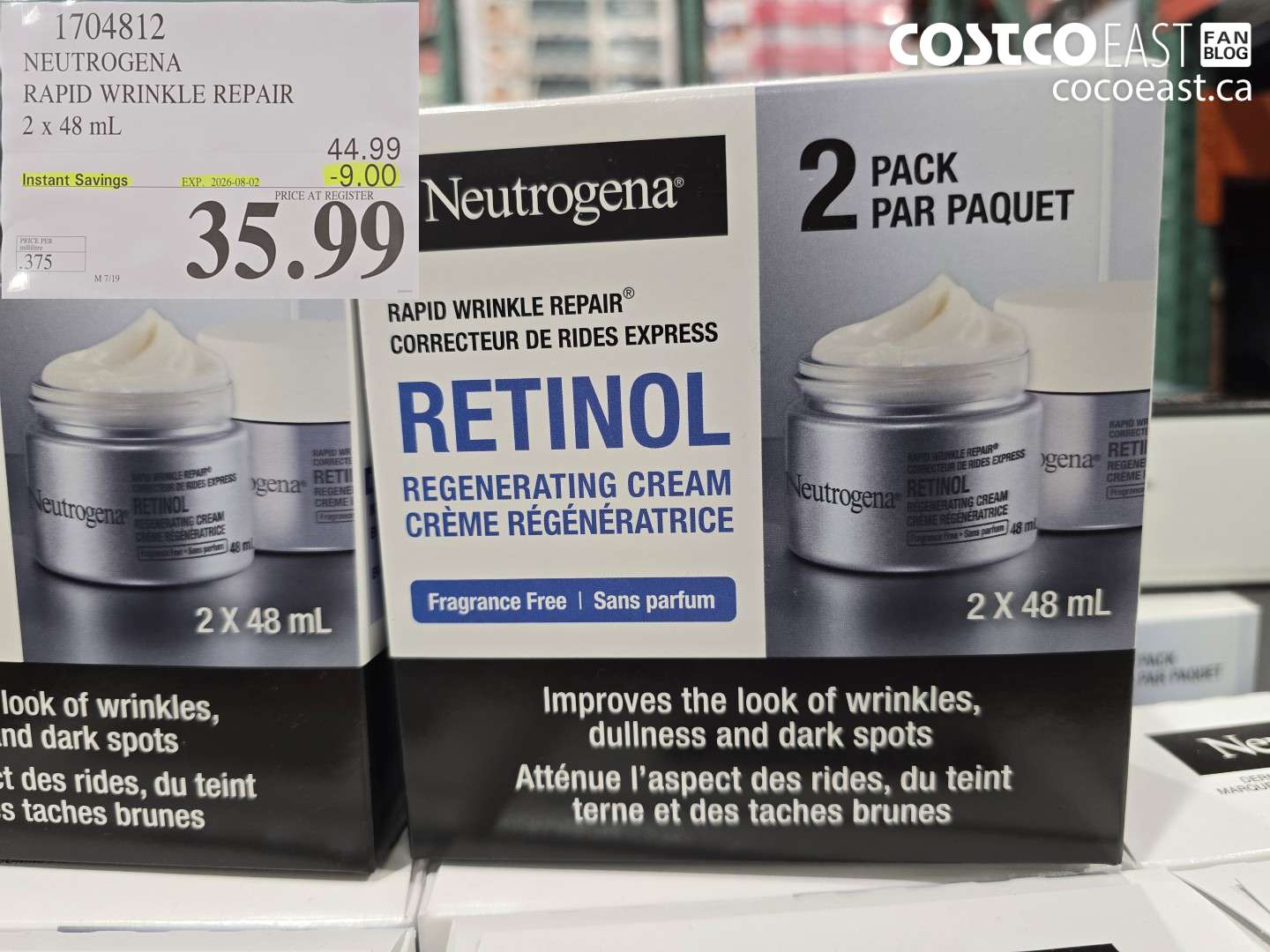 1704812 NEUTROGENA RAPID WRINKLE REPAIR 2 X 48 ML ($9.00 INSTANT SAVINGS EXPIRES ON 2026-08-02) $35.99