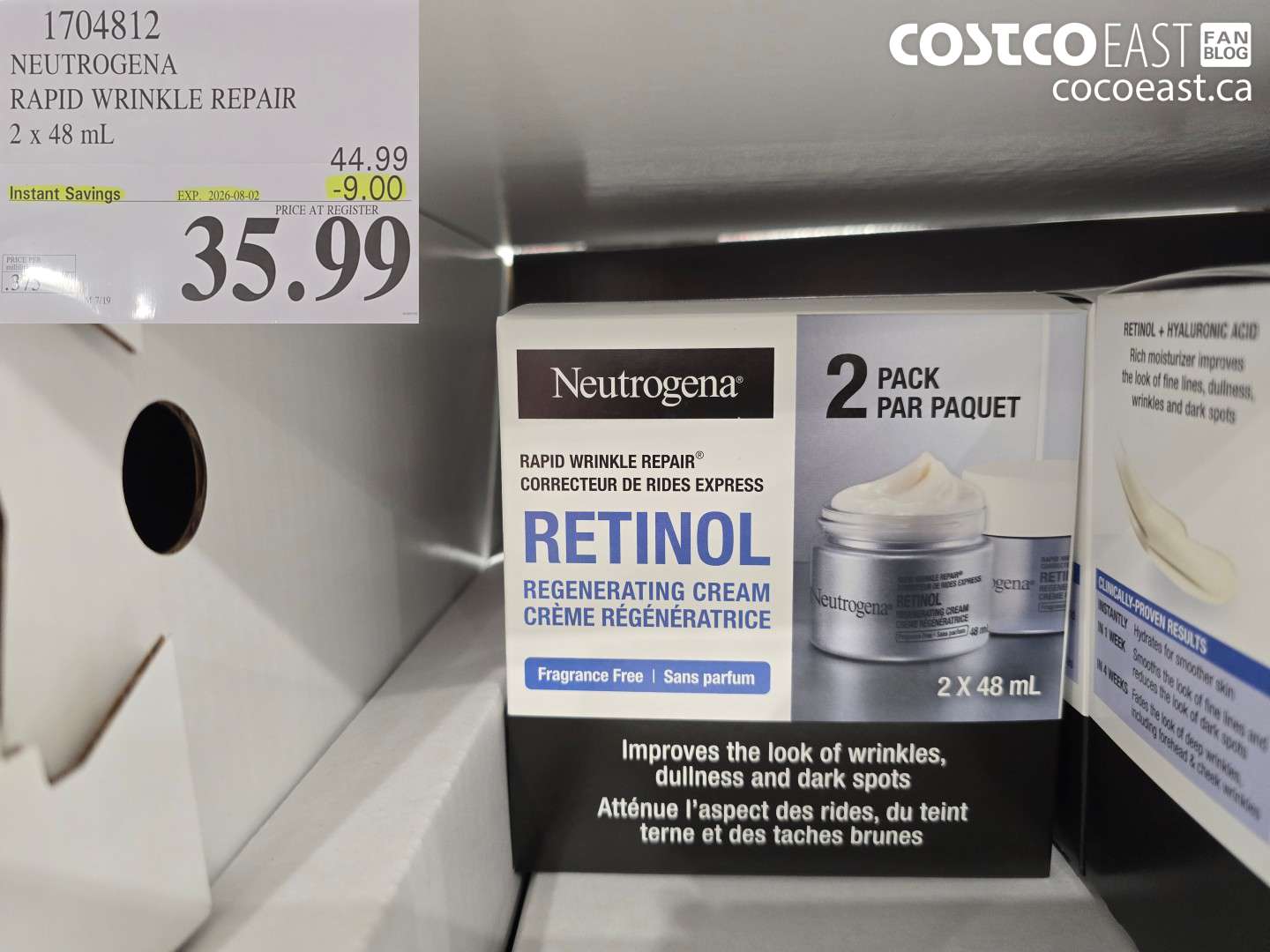1704812 NEUTROGENA RAPID WRINKLE REPAIR 2 X 48 ML ($9.00 INSTANT SAVINGS EXPIRES ON 2026-08-02) $35.99