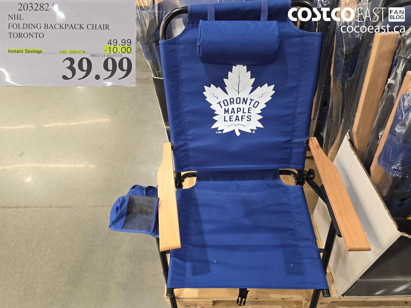 2032824 NHL FOLDING BACKPACK CHAIR TORONTO ($10.00 INSTANT SAVINGS EXPIRES ON 2026-07-26) $39.99