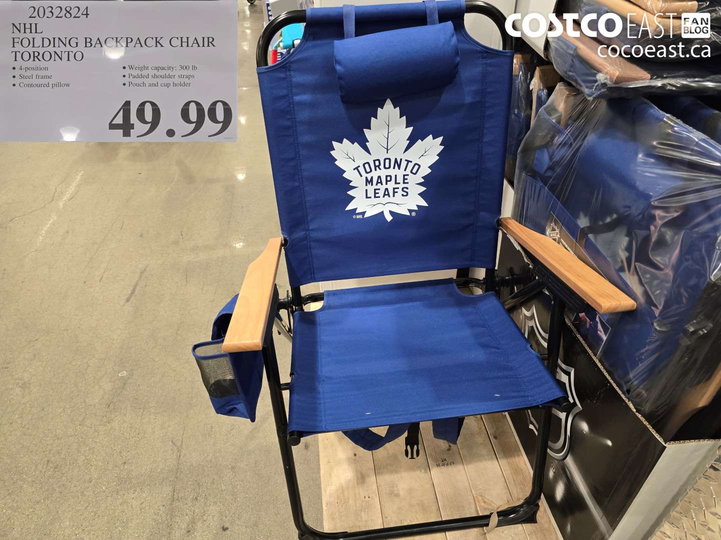 2032824 NHL FOLDING BACKPACK CHAIR TORONTO $49.99