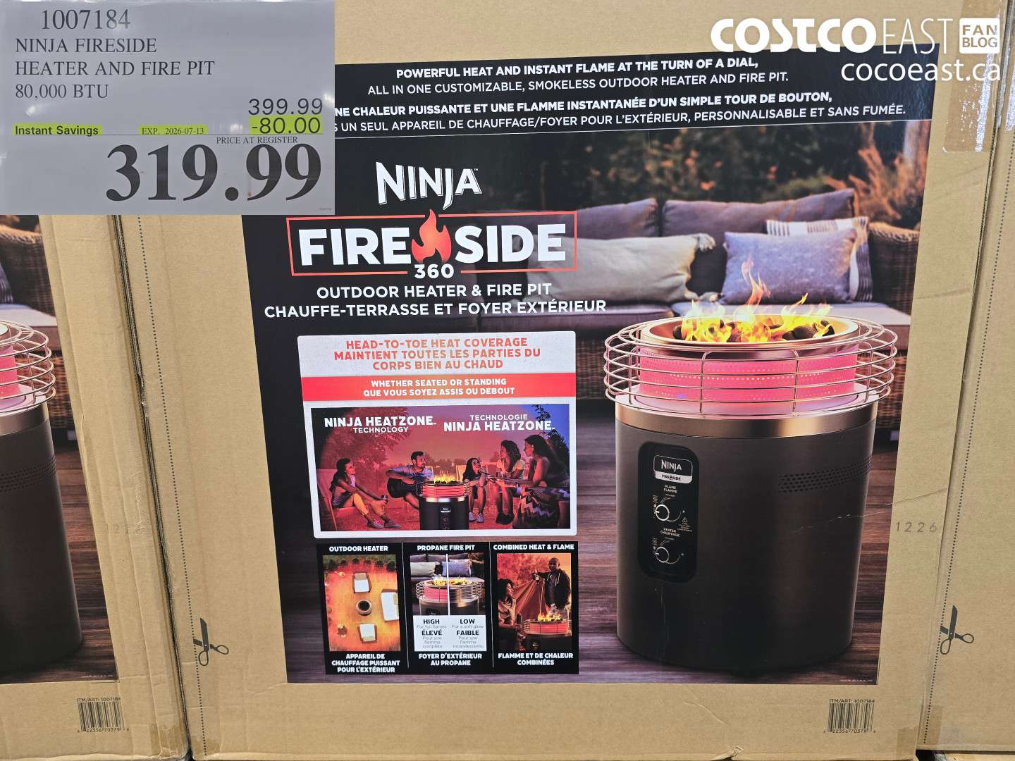 1007184 NINJA FIRESIDE HEATER AND FIRE PIT 80,000 BTU ($80.00 INSTANT SAVINGS EXPIRES ON 2026-07-13) $319.99